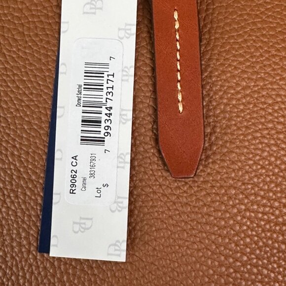 Dooney Bourke Pebble Leather Dome Designer Satchel Work Bag  Camel and Cognac - Picture 9 of 10